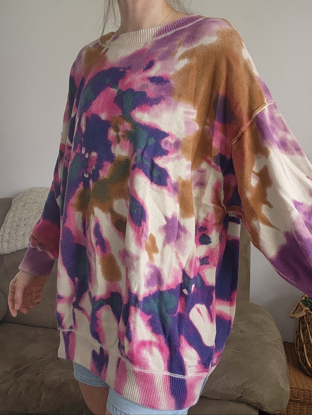 Natural Life Taylor Oversized Tie-Dye Cotton Sweater Size Large/XL - Picture 3 of 5